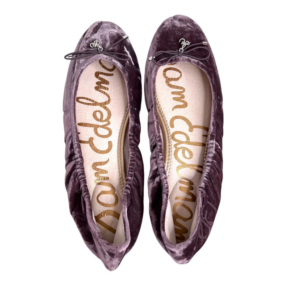 Sam Edelman Felicia Velvet Ballet Flats Womens Brown  Bow Charm Slip On 10